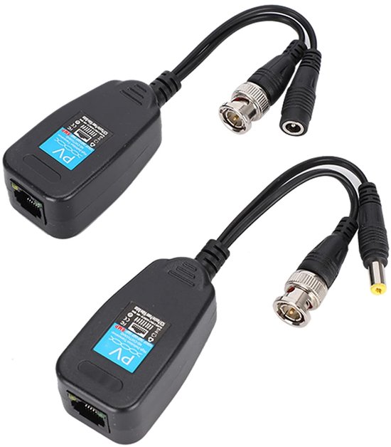 1 Pair Passive CCTV Coax BNC Video Power Balun Transceiver To RJ45 Connector, Surveillance Camera Cables van Merkloos