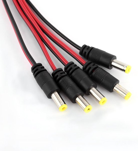 10 Paar DC Power Pigtail Kabel 18AWG Koper 2.1mm x 5.5mm 12V 5A Male en Female Connectoren voor CCTV Beveiligingscamera en Verlichting Adapter van Merkloos
