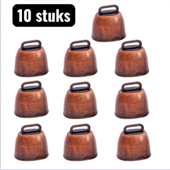 10 stuks - Koebel -berenbel - Bel - Metalen Koebel - Retro Huisdier Bel met Kerst Thema - Heldere Klokken voor Dieren en Decoratie - Rood brons