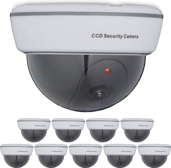 10x dummy dome camera - nepcamera - knipperende led - binnen & buiten - wit van Merkloos