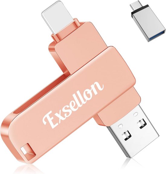128GB Externe Geheugenstick voor Telefoon, Tablet en PC - USB-C & Lightning & USB 3.0 Flash Drive van Merkloos