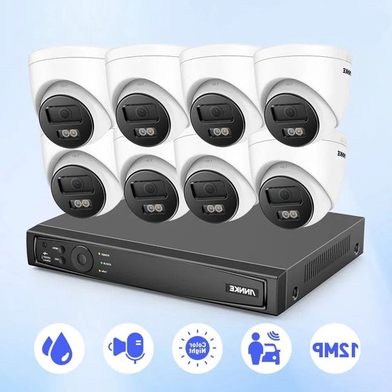 12MP Smart Dual Light Beveiligingscamera Set – IP Camera Systeem – CCTV Beveiliging – Nachtzicht Camera – 8 Kanaals NVR Recorder – Dual Light Nachtzicht – Geavanceerde Bewegingsdetectie