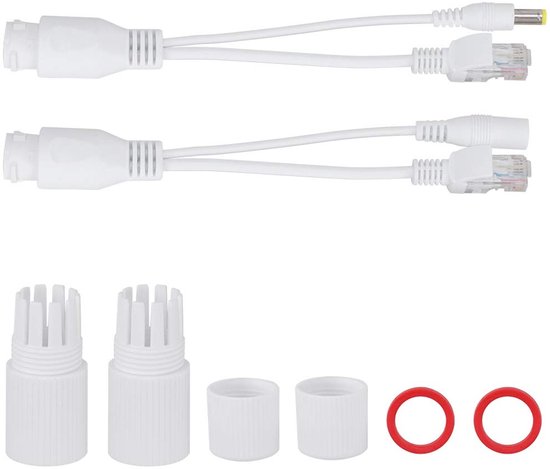 12V PoE-splitter, PoE-injector, PoE-adapter voor IP-camera's en WLAN-toegangspunten met een bereik van 40 meter, waterdichte ABS-behuizing, plug-and-play (wit) van Merkloos