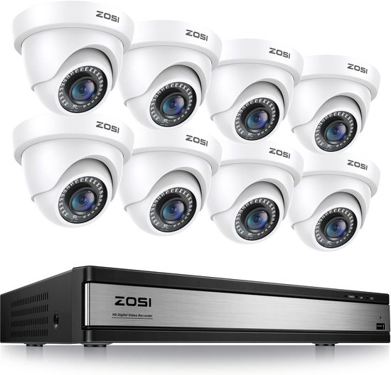 16-Kanaals 1080P Buiten Beveiligingscamera Set met 2TB DVR en 8 Camera s