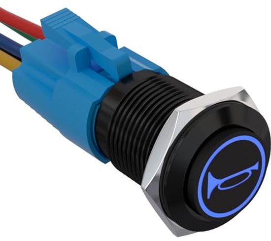 19MM Momenten Claxon Knop Drukschakelaar 12V met LED - Waterdichte Momentary Drukknop voor Auto, RV, Boot