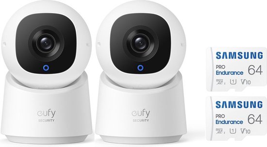 2-PACK eufy Security - Indoor Cam C220 + SAMSUNG MicroSDXC 64GB PRO - Bundel van Eufy