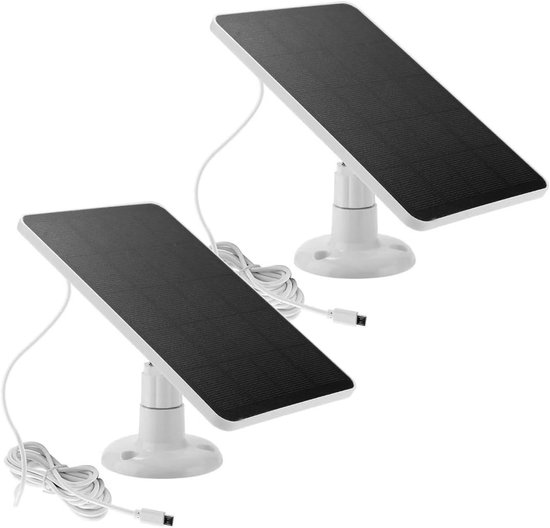 2 Pack Zonnepaneel voor Ring Camera - 5W Camera Zonnepaneel Compatibel met Ring Spotlight Cam Battery en Stick Up Cam Battery - IP65 Waterdicht 3m Kabel 360° Verstelbare Houder
