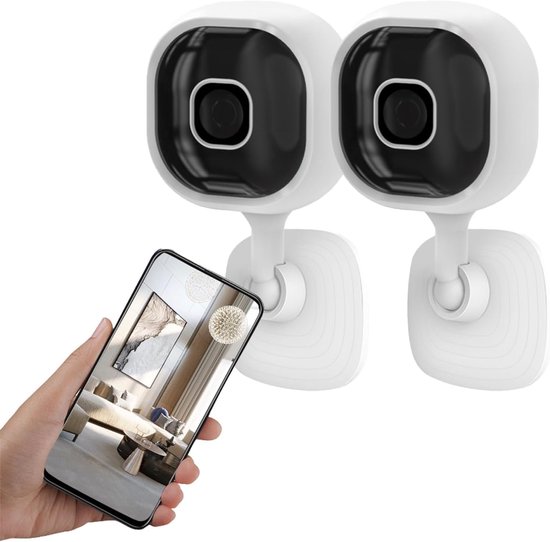 2 Stuks 1080P HD Mini Beveiligingscamera - Wit Cube Model - Binnen & Buiten Gebruik - Met Audio, Infrarood Nachtvisie en Bewegingsdetectie - IP Bewakingscamera voor Thuisbeveiliging