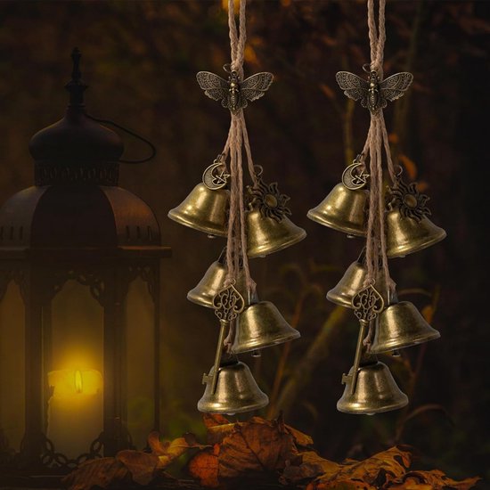 2 stuks - Bel - Hangend - Deurbel - Kan aan de deurknop worden gehangen - Vintage bel - Geschikt voor interieurdecoratie van de deurknop - Brons