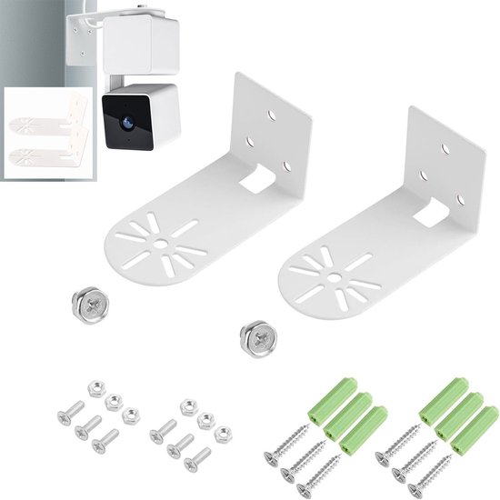 2-Stuks Beveiligingscamerabevestiging - Camerabeugel - Zelfklevende camerabevestiging - Beveiligingsbevestiging - Verstelbaar ontwerp - Geschikt voor thuisbeveiligingsinstallatie en luidsprekerwandmontage - Wit van Merkloos