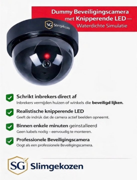 2 stuks Dummy Beveiligingscamera CCTV - Knipperende LED - Waterdicht - Voor Binnen & Buiten van Merkloos