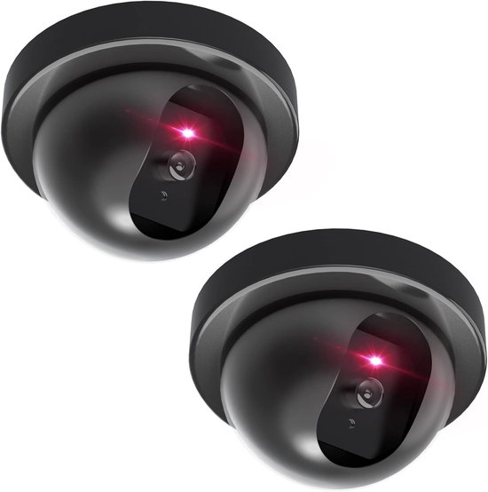 2 Stuks Dummy Camera - Dummy beveligingscamera - Beveiliging buiten en binnen - realistisch ontwerp - Dummy Dome Camera met Flash Light - Nep camera - Waterdicht - Beveiligingscamera - Met LED indicator - Binnen en buiten - Rond - Zwart van Merkloos