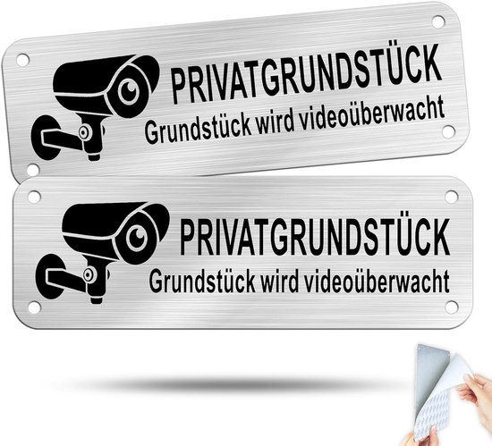 2 stuks videobewakingstekens 15x5 cm aluminium buitentekens van Merkloos