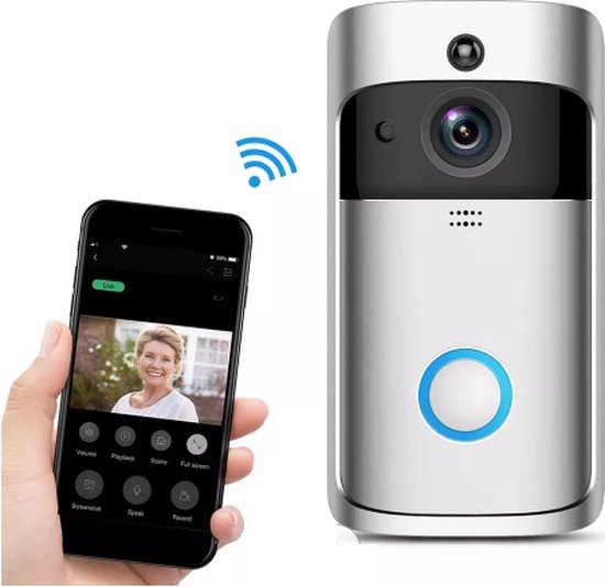 2023 Home video Smart WiFi video deurbel draadloze deurbel met camera intercom Wireless Ring Doorbell - kleur grijs van Merkloos