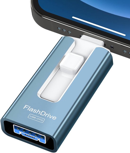 256GB USB-C/Lightning/USB 3.0 Flashdrive voor Telefoon en Tablet - Snelle Datatransfer en Externe Opslag