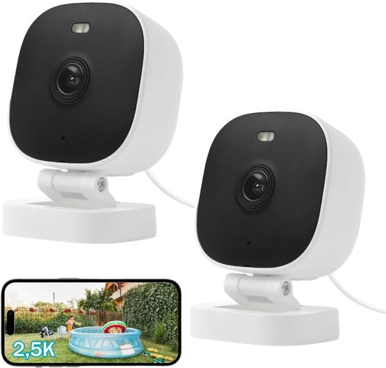2K Bewakingscamera voor buiten, wifi-camera voor buitenbewaking, 360° PTZ-buitencamera met kleurennachtzicht, buitencamera voor PIR-bewegingsdetectie - 2PC
