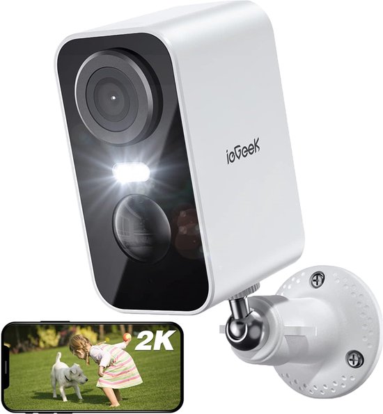 2K Draadloze Beveiligingscamera Buiten met Accu - WiFi IP Camera met Kleuren Nachtzicht, PIR Bewegingsdetectie en App