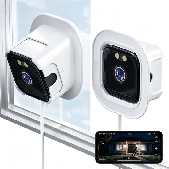 2K-raamcamera - Raamcamera Tegen Raam - Met Wifi & Live Beeld - raamcamera Met Nachtzicht & Bewegingsdetectie - nachtzicht - Binnen Beveiligingscamera - Opname -bewegingsdetectie - Eenvoudige Installatie