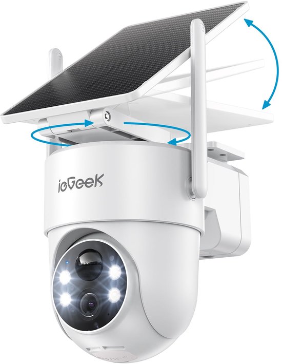 2K/3MP 360° PTZ-beveiligingscamera voor buiten - 2.4G WIFI - met verwijderbaar zonnepaneel - PIR-bewegingsdetectie - kleuren nachtzicht - IP65