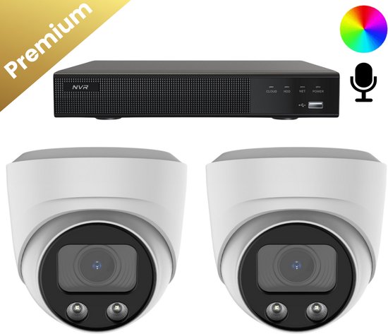 2x Beveiligingscamera set - Draadloos - Sony Dome Premium Full Color 4K - Wit van Merkloos