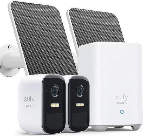 2x Eufy Zonnepaneel + Eufy 2c Beveiligingsset Incl. 2 Camera's - Bundel van Eufy