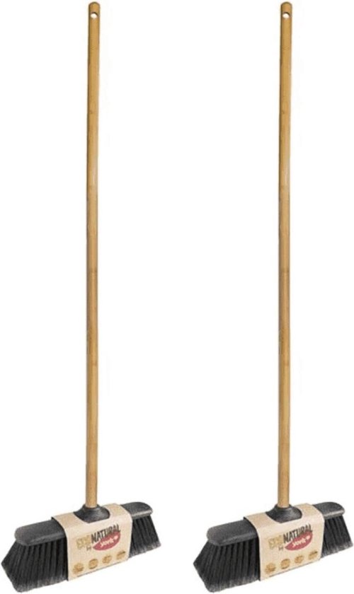 2x Stuks Binnenbezem ECO met bamboe steel 120 cm van IRIS