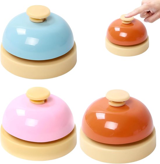 3-delige set tafelbel- receptiebel- kattenbel- restaurantbel- restaurant- hotel- bar, keukenbel- blauw/roze/bruin