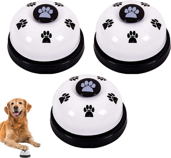 3 stuks - Eetbel voor huisdieren - Leuk trainingshulpmiddel in de vorm van een bel - Hondeneetbel - Zwart-wit - Trainingsbel voor huisdieren - Voor zindelijkheidstraining en communicatie buitenshuis - Interactieve speelgoedbel voor honden