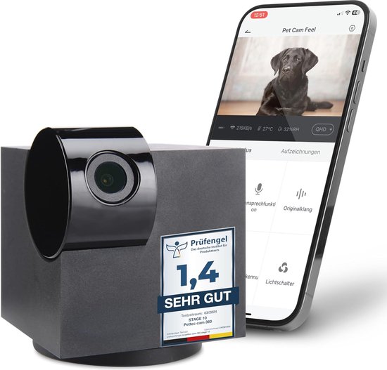 360° WiFi Huisdiercamera met Nachtzicht en Geluidsherkenning - Ideal voor Honden, Katten en Baby's van Merkloos