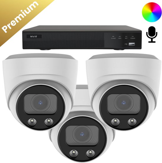 3x Beveiligingscamera set - Bedraad - Sony Dome Premium Full Color 4K - Wit van Moulinex