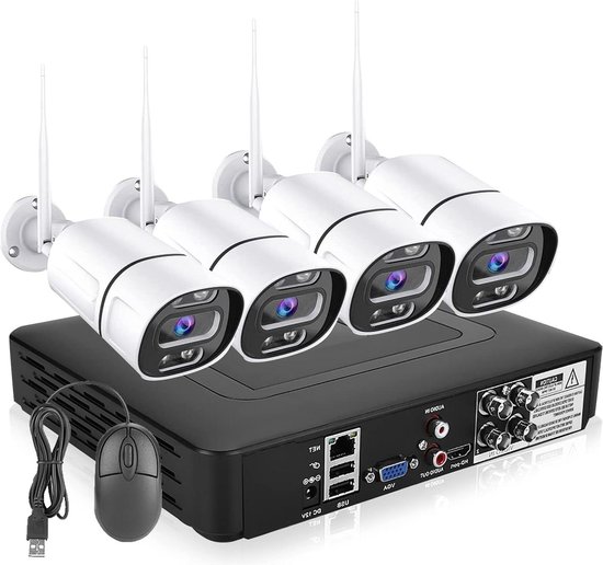 4-kanaals CCTV-videorecorder - AHD/CVI/TVI/DVR/NVR - Realtime Video Recorder - Surveillance Camera Systeemkit - Home Security (EU) . van Floureon