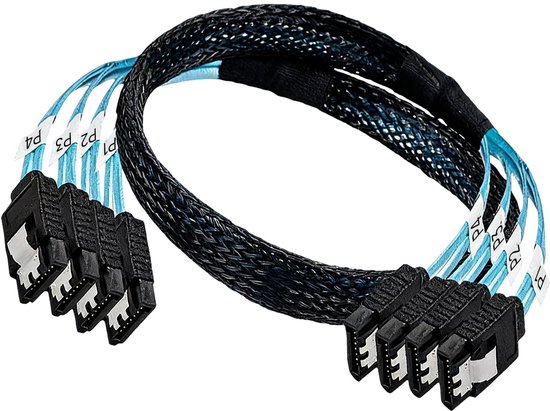 4-pack SATA 3 III-kabels (7-pins) voor servers – SAS 6 Gbps high-speed 7-pins SATA-datakabels