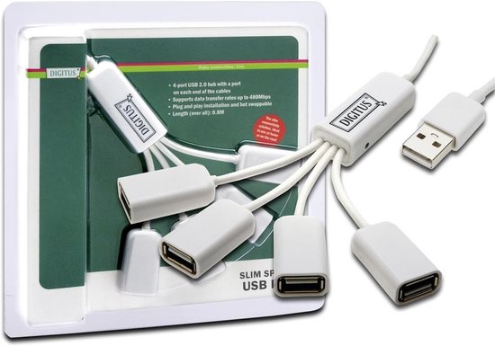 4-Poorts USB 2.0 Hub Spider High-Speed 480 Mbit/s Wit
