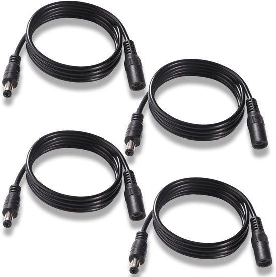 4 Stuks 1m DC Voedingskabel Verlengkabel 5.5x2.1 mm voor Beveiligingscamera's van Merkloos