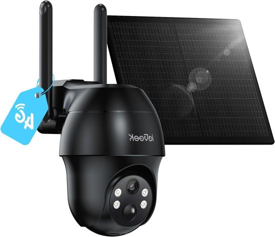4G Beveiligingscamera - Buiten Camera - Huis Bewaken - Zonnepaneel Oplader - 2K 3MP Resolutie - Zwart