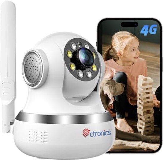 4G Bewakingscamera met Auto-Tracking en Nachtzicht - 2-weg Audio en 360° Beeld van Merkloos