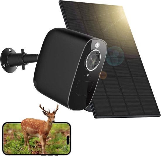 4G Bewakingscamera - Zonnecamera Buiten - Locatie Bewaken - Zonder Internet - 4 MP - Zwart