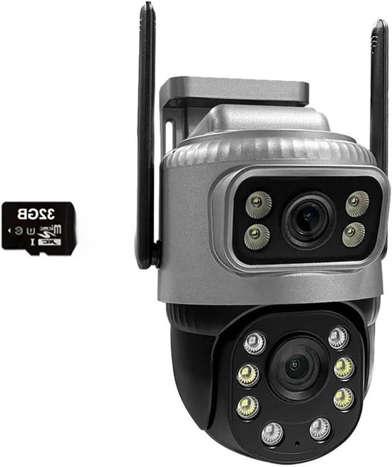 4G IP-camera - Beveiligingscamera Buiten - Thuisbewaking - Dubbele Lens Nachtzicht - 8MP - Wit