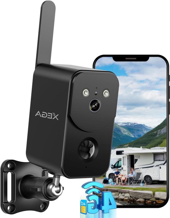 4G LTE Beveiligingscamera - Buiten Camera Simkaart - Afgelegen Locatie Bewaken - 12x Hybride Zoom - 2K SuperHD - Zwart