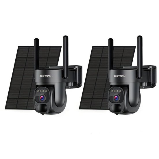 4G LTE Beveiligingscamera – Surveillance Camera – Buiten Camera – Draadloze Camera – Mobiele Beveiliging – 2 Stuks Met 32GB SD & SIM Kaart – 2K Kleurennachtzicht – 360° Draaibare Live View