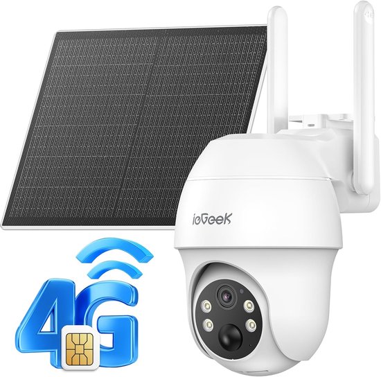4G LTE mobiele zonne-beveiligingscamera - draadloos met simkaart - geen wifi - 2K batterij CCTV-camerasystemen - kleuren nachtzicht - bewegingsdetectie van Merkloos