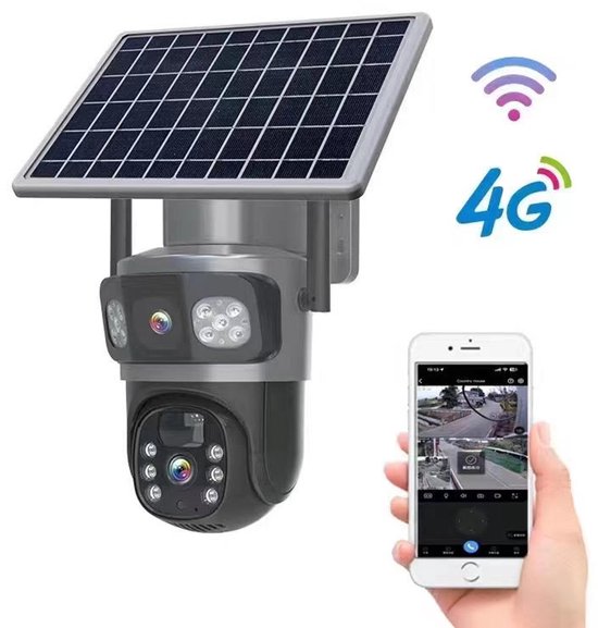 4G Solar Pro – Geavanceerde 360° Buitenbeveiligingscamera met Dubbele Lens, Microfoon, Spreekfunctie, Alarm, Zonne-energie en 4G Connectiviteit van SecureBand