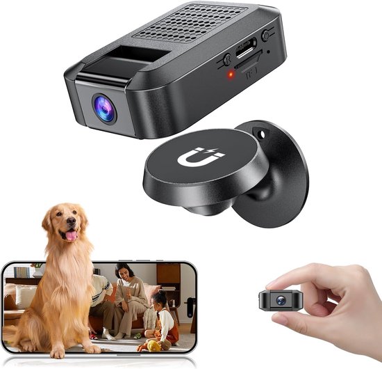 4K HD Draadloze WiFi Binnen Nanny Camera voor Thuis met App Bediening & Bewegingsdetectie – Buiten Beveiligingscamera met Nachtzicht & Lusopname voor Kantoor – Magnetische Camera Eenvoudig in Gebruik & Installatie - 32G van Merkloos