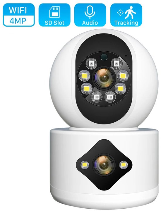 4MP Dual Lens WiFi-camera, babyfoon met dubbel scherm, automatische tracking, AI-detectie van menselijke detectie, videobewaking voor binnen en buiten van Imou