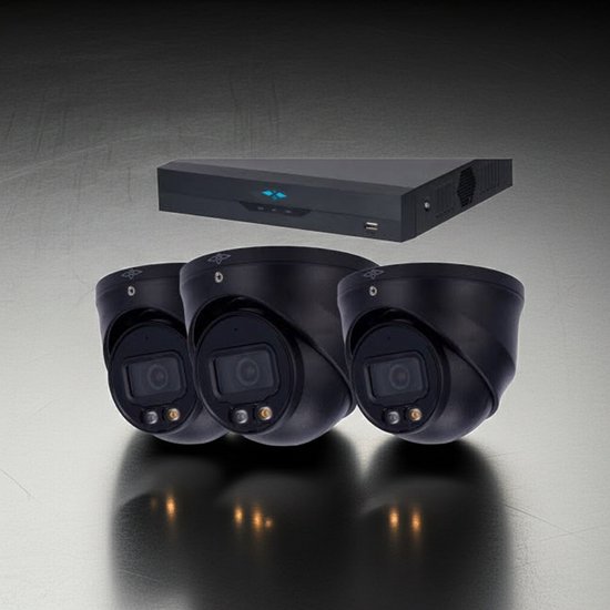 4MP – Full Night Color – AI IP Camera Met Nachtzicht Camerasysteem Plus – 3x Dome IP Camera van Merkloos