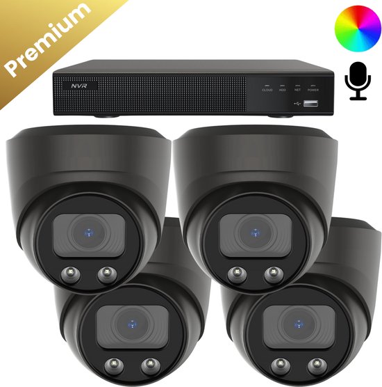 4x Beveiligingscamera set - Draadloos - Sony Dome Premium Full Color 4K - Zwart van Sony