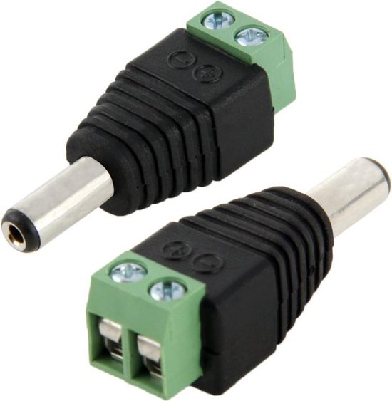 5 5 x 2 1 mm DC Power mannelijke Jack aan 2 dirigent schroef neer Connector voor LED licht Controller van Wegwerpartikel