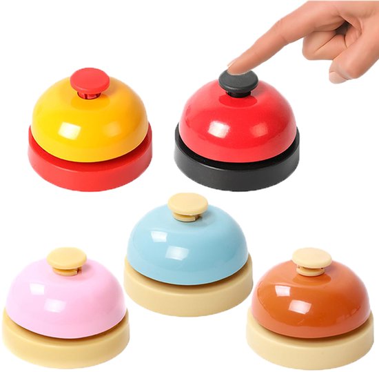 5 stuks - Tafelbellen - Tafel Bel - Drukbellen - Trainingsbellen voor huisdieren - Servicebellen - Handbediende oproepbellen - Quizbellen - Baliebellen - Bedieningsbellen voor tafels - Huisdierbel - Geschikt voor restaurants hotels bars en keukens