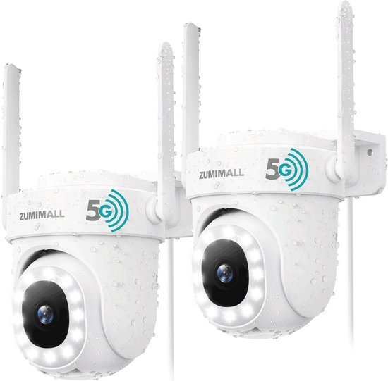 5MP Bewakingscamera Buiten met 5G/2,4GHz Wifi, PTZ Functie, 24/7 Opname en Kleurrijke Nachtsicht van Merkloos