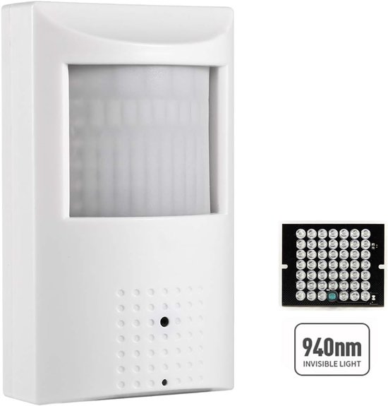 5MP PoE PIR IP-camera, 940nm IR-nachtzicht, Ultra HD 2880x1620, 3.7mm lens 70° Gezichtsveld, Bewegingsdetectie, Beveiligingscamera met externe weergave (IPIR-P-TS)